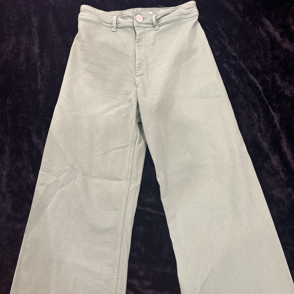 Zara Wide Leg Pants in Light Green